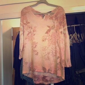 Pink Flowered Light Sweater